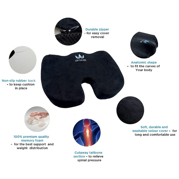 Seat Cushion Orthopedic Memory Foam Support Pillow - Picture 2 of 9